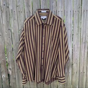 Retro brown striped button-up shirt